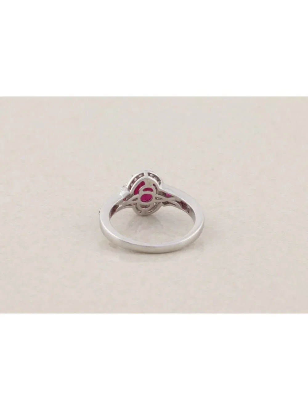 Sterling Silver Ruby and White Zircon Ring Size 9